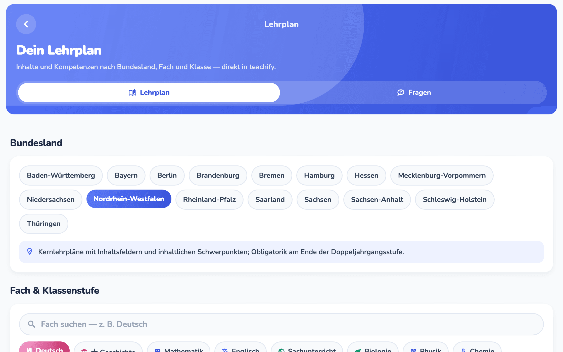 teachify — Immer wissen, wo du im Schuljahr stehst
