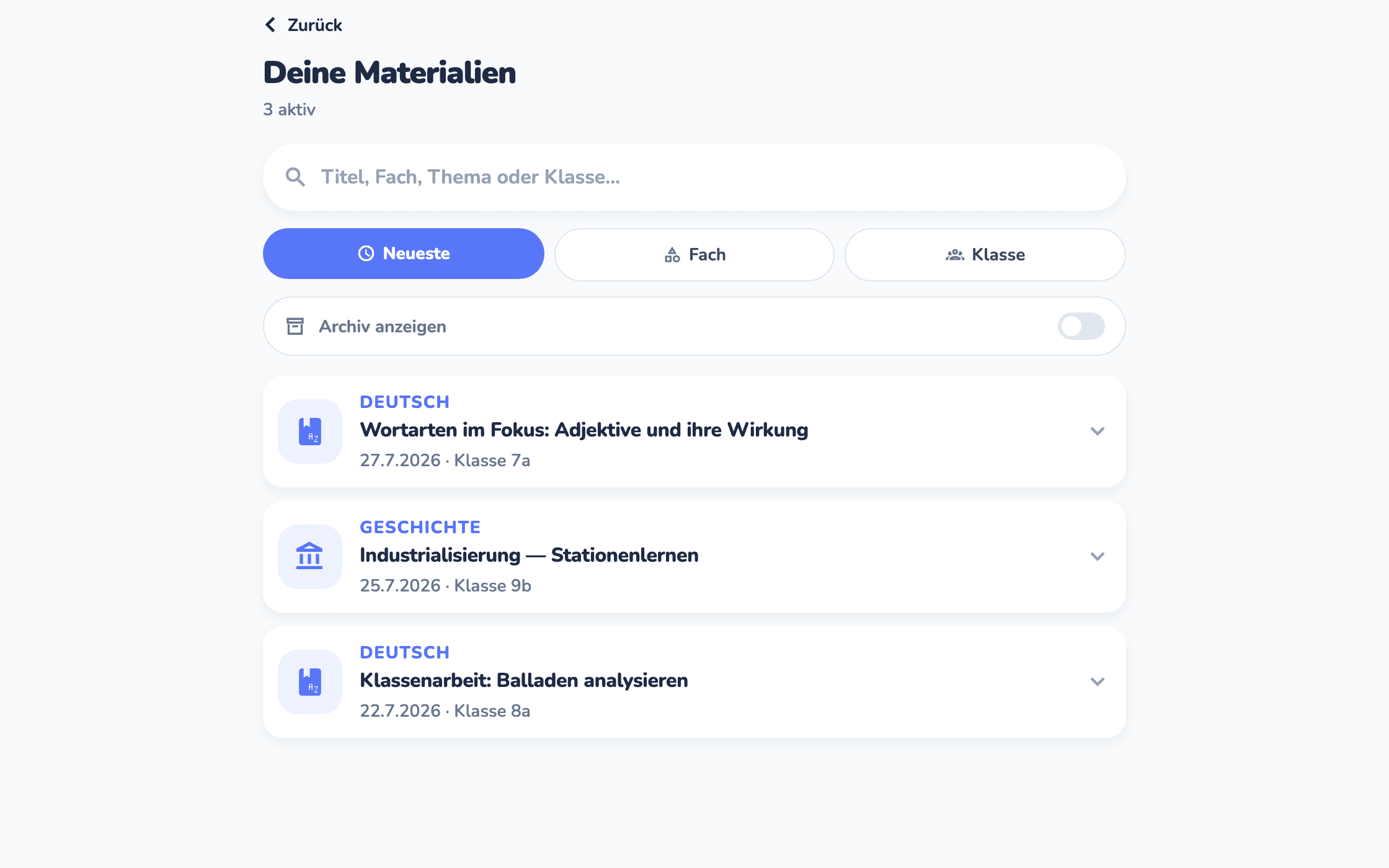 teachify — Alles Erstellte an einem Ort
