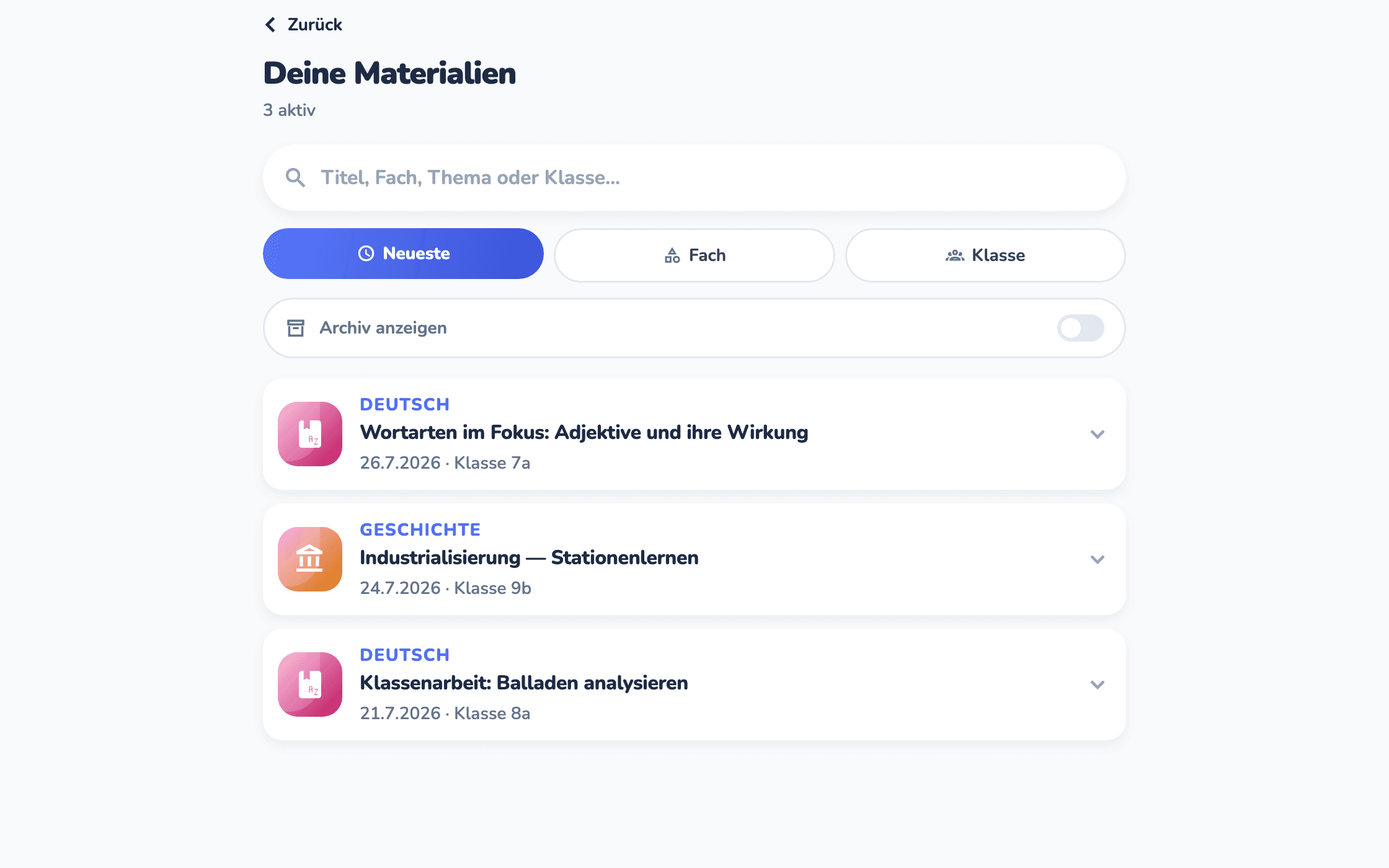 teachify — Material finden, das schon existiert