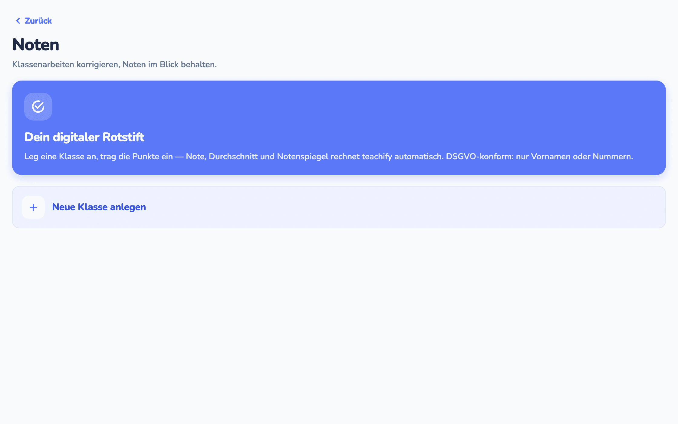 teachify — Punkte eintragen, Notenspiegel sofort sehen