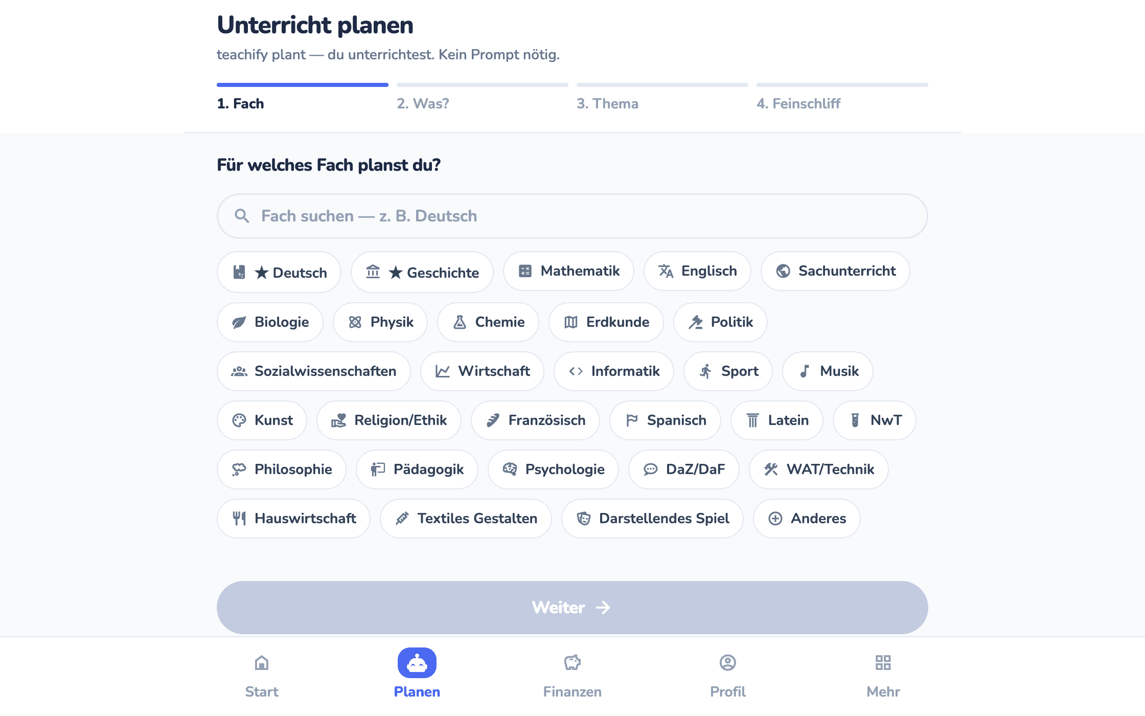 teachify — Fertiges Material in unter 60 Sekunden